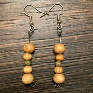 Handmade wood bead drop earrings